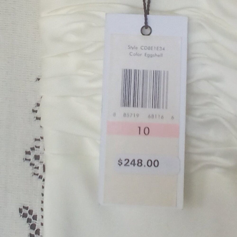Calvin Klein Long Ivory Satin Gown w/embellished straps Size: 10 NWT - Picture 6 of 8